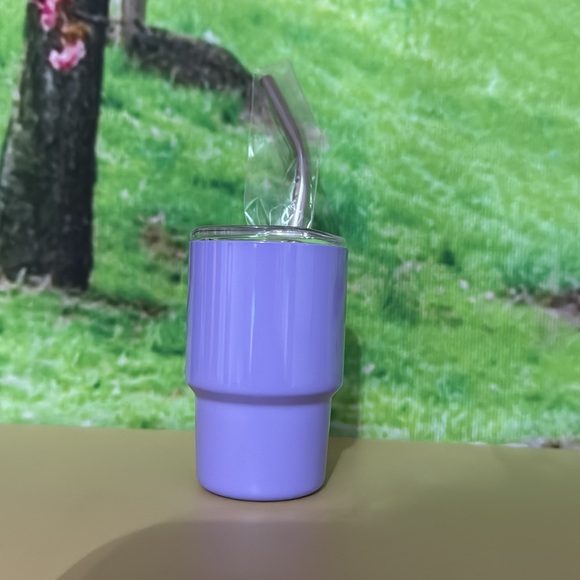 Tiny tumbler shot tumbler stainless steel in purple includes straw - Picture 10 of 11